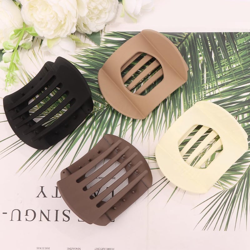 Exacoo 4PCS Large flat Hair Clips for Women Girls Strong Hold French Duckbill Claw Clips for Thick Thin Hair lay Down Hair Styling Clips Accessories - Image 3